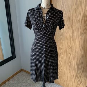 En Focus Studio black and beige polka dot dress